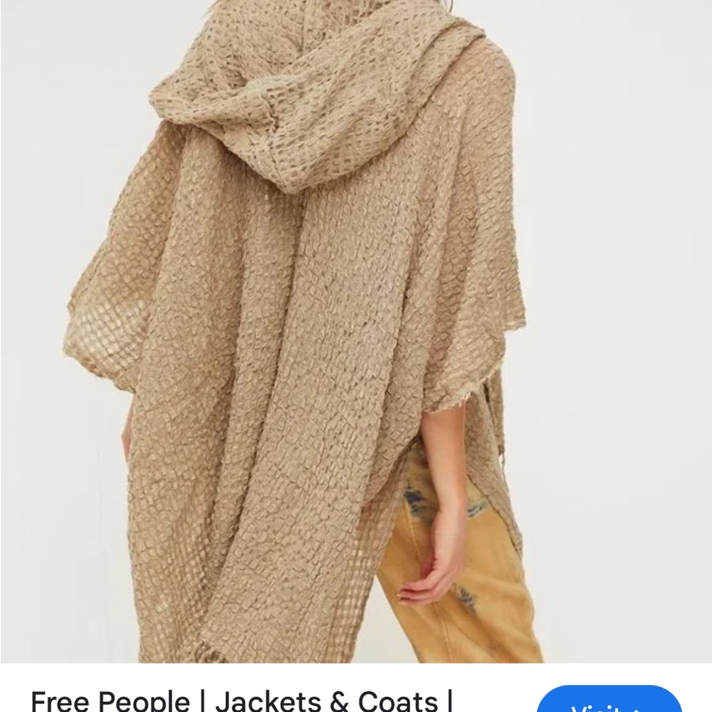 Free People Lightweight Linen Blend Hooded Layer One Size OS